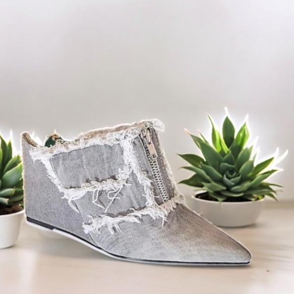 Reitoye Women's Slide Wedge Denim Close Pointed Toe Heels Sandals, 9 - Picture 2 of 16